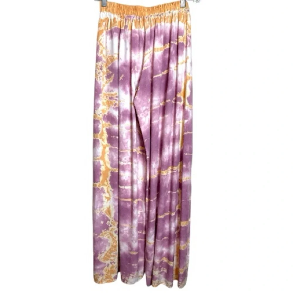 Young Fabulous & Broke Tie Dye Wide Leg Wrap Pants XS Pink Gold Beach Cover Up